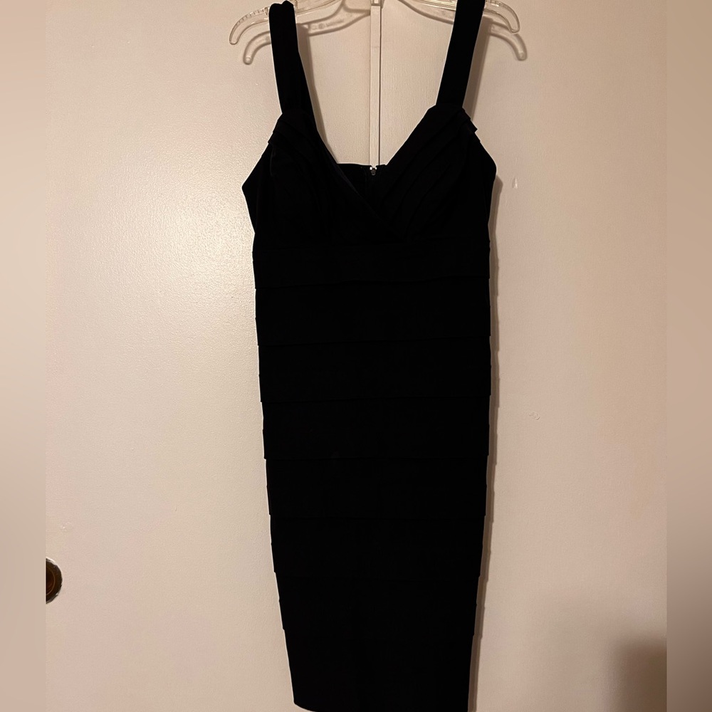 Navy Blue Ruched Cocktail Dress - Picture 4 of 5